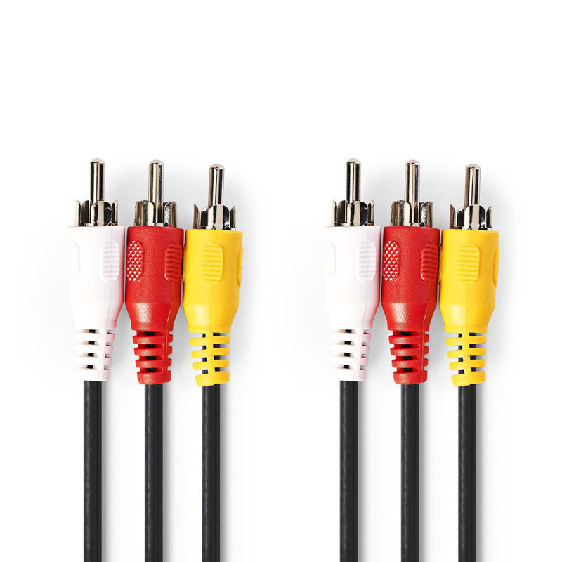 Nedis CVGP24300BK15 Composiet Videokabel 3x Rca Male - 3x Rca Male 1,5 M Zwart