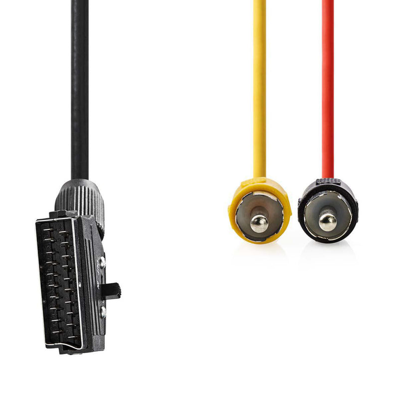 Nedis CVGP31120BK20 Schakelbare Scart-kabel Scart Male - 2x Rca Male 2,0 M Zwart