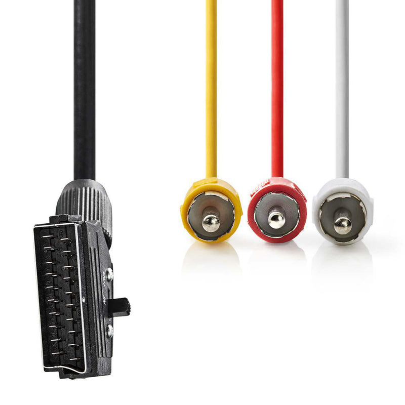 Nedis CVGP31130BK10 Schakelbare Scart-kabel Scart Male - 3x Rca Male 1,0 M Zwart