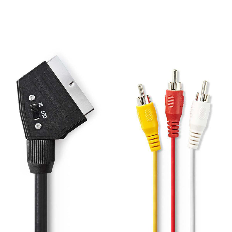 Nedis CVGP31130BK20 Schakelbare Scart-kabel Scart Male - 3x Rca Male 2,0 M Zwart