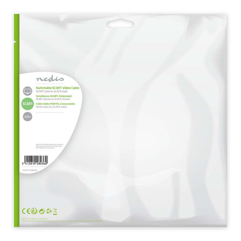 Nedis CVGP31130BK20 Schakelbare Scart-kabel Scart Male - 3x Rca Male 2,0 M Zwart