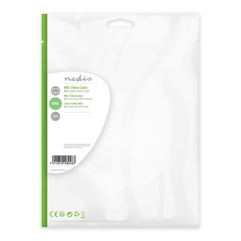 Nedis CVGP24800BK30 Bnc - Rca Videokabel Bnc Male - Rca Male 3,0 M Zwart