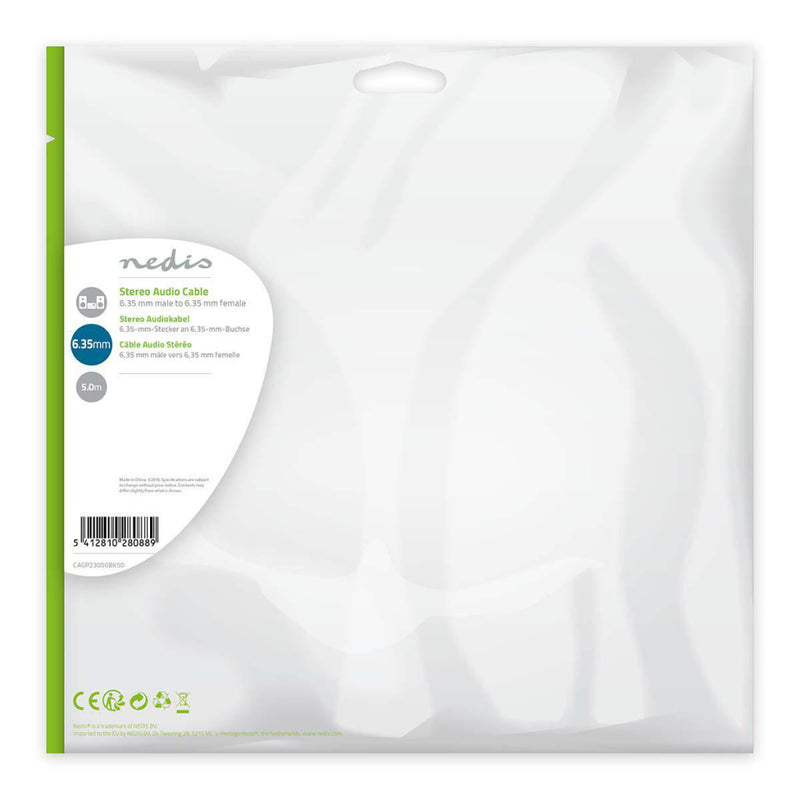 Nedis CAGP23050BK50 Stereo-audiokabel 6,35 Mm Male - 6,35 Mm Female 5,0 M Zwart