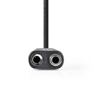 Nedis CAGP22100BK02 Stereo-audiokabel 3,5 Mm Male - 2x 3,5 Mm Female 0,2 M Zwart