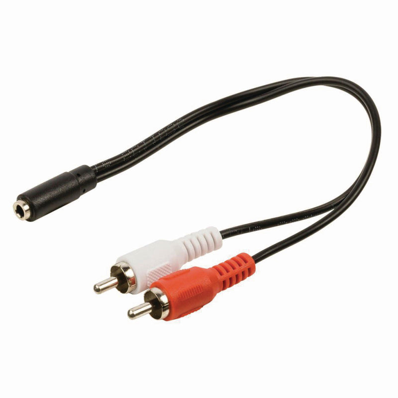 Nedis CAGP22255BK02 Stereo-audiokabel 2x Rca Male - 3,5 Mm Female 0,2 M Zwart