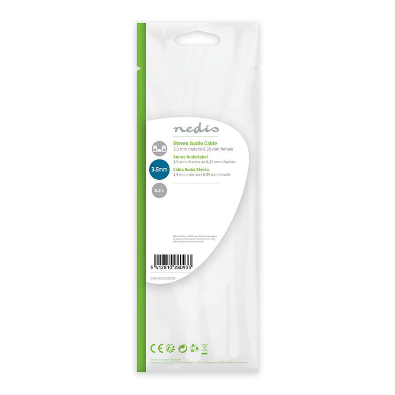 Nedis CAGP22550BK02 Stereo-audiokabel 3,5 Mm Male - 6,35 Mm Female 0,2 M Zwart