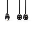 Nedis CAGP23110BK02 Stereo-audiokabel 6,35 Mm Male - 2x 6,35 Mm Female 0,2 M Zwart