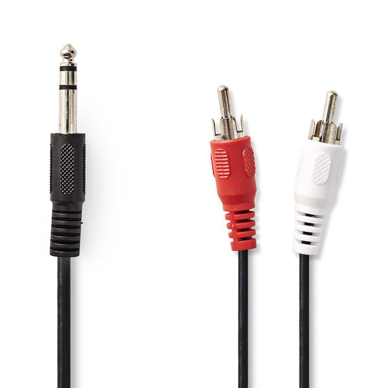 Nedis CAGP23300BK20 Stereo-audiokabel 6,35 Mm Male - 2x Rca Male 2,0 M Zwart