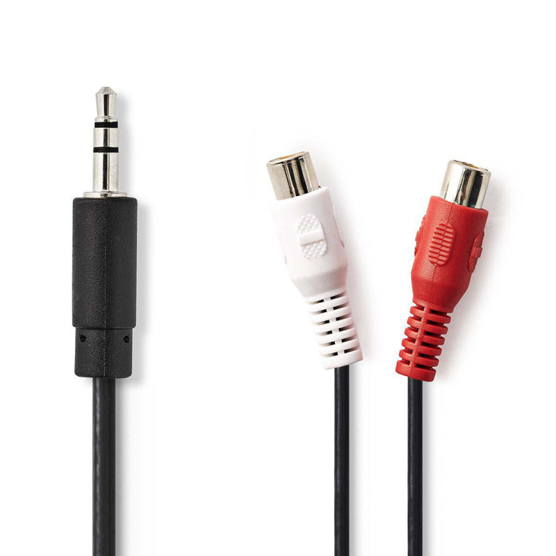 Nedis CAGP22250BK02 Stereo-audiokabel 3,5 Mm Male - 2x Rca Female 0,2 M Zwart