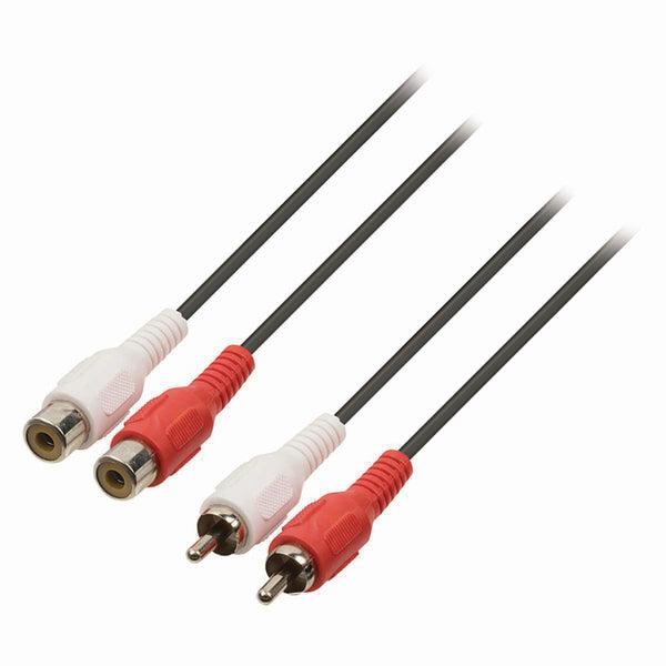 Nedis CAGP24205BK100 Stereo-audiokabel 2x Rca Male - 2x Rca Female 10 M Zwart