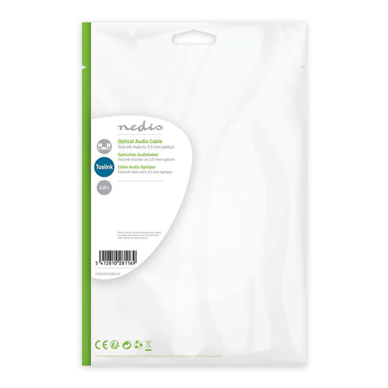 Nedis CAGP25100BK20 Optische Audiokabel Toslink Male - 3,5 Mm Optisch Male 2,0 M Zwart
