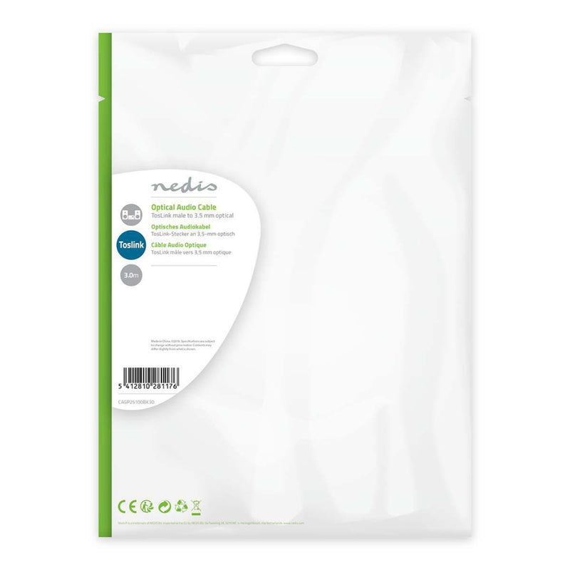 Nedis CAGP25100BK30 Optische Audiokabel Toslink Male - 3,5 Mm Optisch Male 3,0 M Zwart