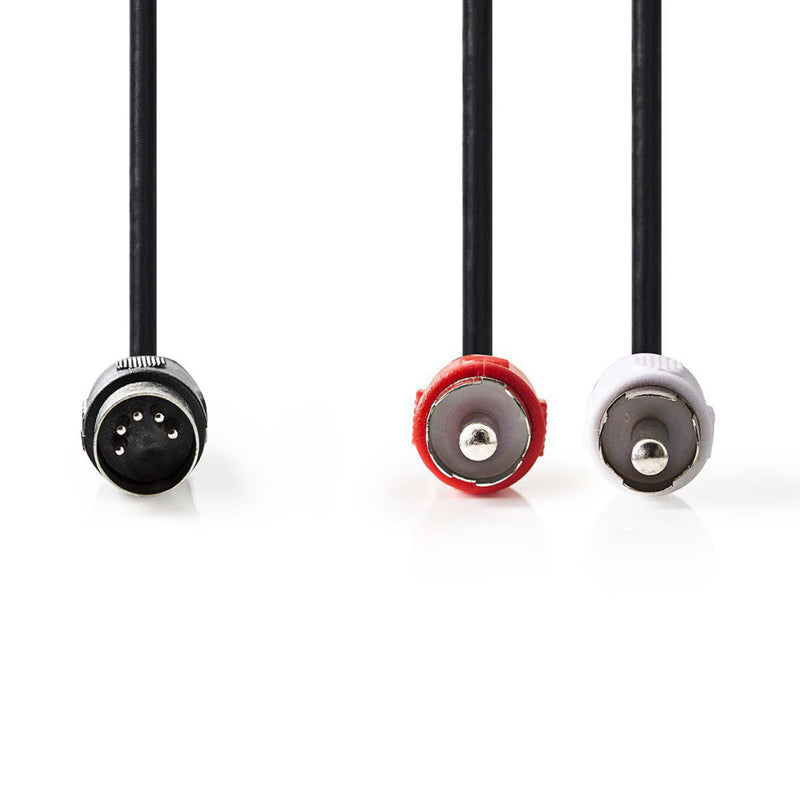 Nedis CAGP20200BK10 Din-audiokabel Din 5-pins Male - 2x Rca Male 1,0 M Zwart