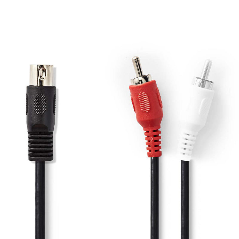 Nedis CAGP20200BK10 Din-audiokabel Din 5-pins Male - 2x Rca Male 1,0 M Zwart