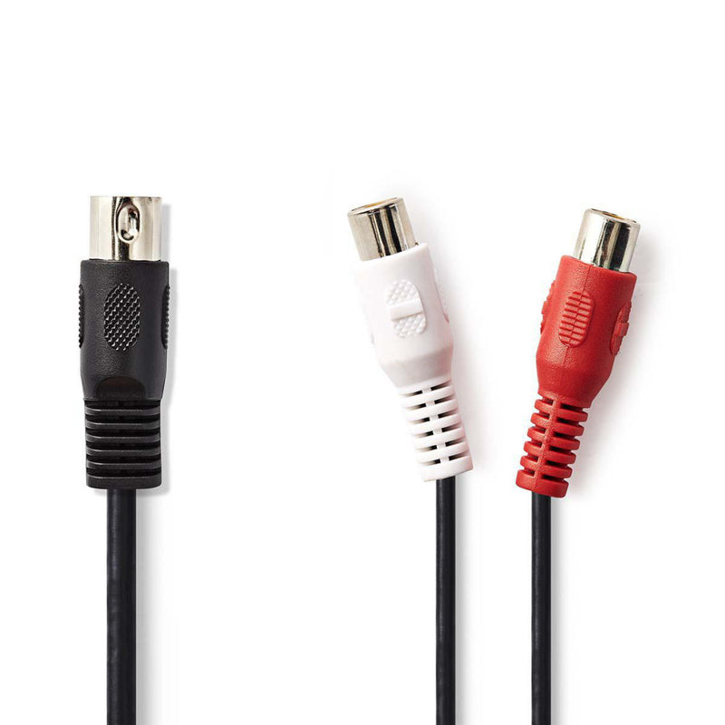 Nedis CAGP20250BK02 Din-audiokabel Din 5-pins Male - 2x Rca Female 0,2 M Zwart