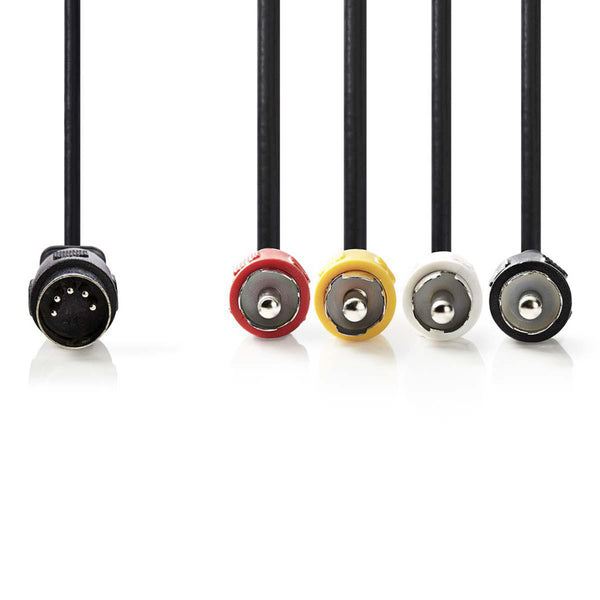 Nedis CAGP20400BK10 Din-audiokabel Din 5-pins Male - 4x Rca Male 1,0 M Zwart