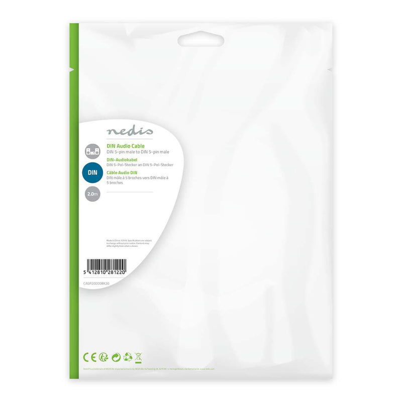 Nedis CAGP20000BK20 Din-audiokabel Din 5-pins Male - Din 5-pins Male 2,0 M Zwart