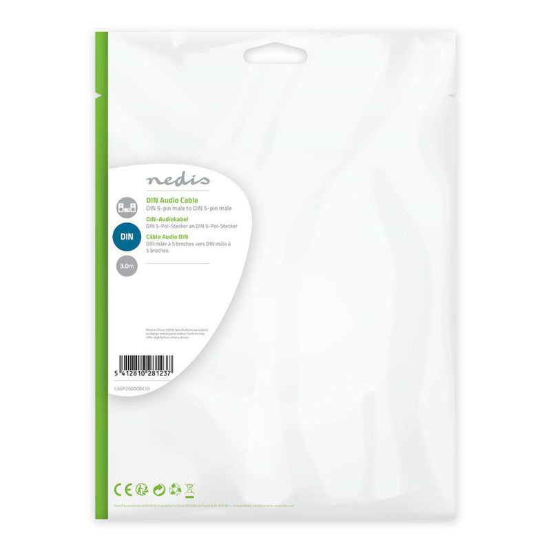 Nedis CAGP20000BK30 Din-audiokabel Din 5-pins Male - Din 5-pins Male 3,0 M Zwart