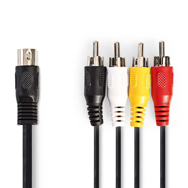 Nedis CAGP20475BK02 Din-audiokabel Din 5-pins Female - 4x Rca Male 0,2 M Zwart