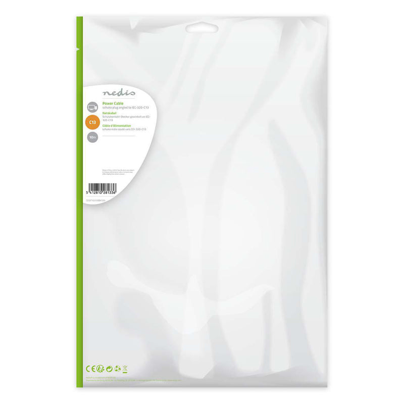 Nedis CEGP10000BK100 Voedingskabel Schuko Male Haaks - Iec-320-c13 10 M Zwart
