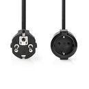 Nedis CEGP10200BK30 Voedingskabel Schuko Male - Schuko Female 3,0 M Zwart