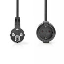 Nedis CEGP10230BK30 Voedingskabel Schuko Male Haaks - Schuko Female 3,0 M Zwart