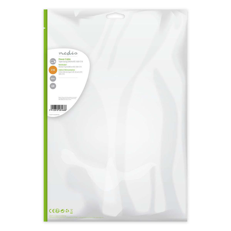 Nedis CEGP11100BK50 Voedingskabel Stekker Type G (vk) - Iec-320-c13 5,0 M Zwart