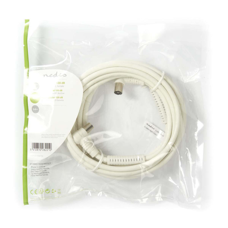 Nedis CSGP40120WT50 Coaxkabel Iec (coax) Male Iec (coax) Female Vernikkeld 120 Db 75 Ohm Viervoudig