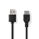 Nedis CCGP60010BK02 Usb 2.0-kabel A Male - A Female 0,2 M Zwart