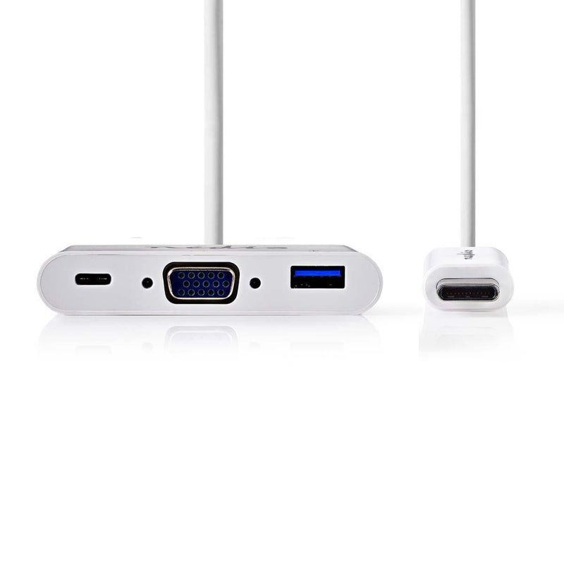 Nedis CCGP64760WT02 Usb-c?-adapterkabel Type-c? Male - Usb-a Female + Type-c Female + Vga Female 0,