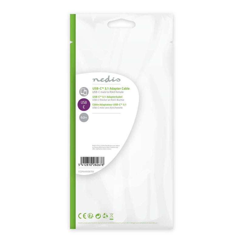 Nedis CCGP64950WT02 Usb-c?-adapterkabel Type-c? Male - Rj45 Female 0,2 M Wit