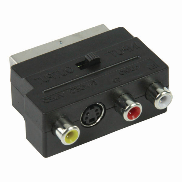 Nedis CVGP31902BK Schakelbare Scart-adapter Scart Male - S-video Female + 3x Rca Female Zwart