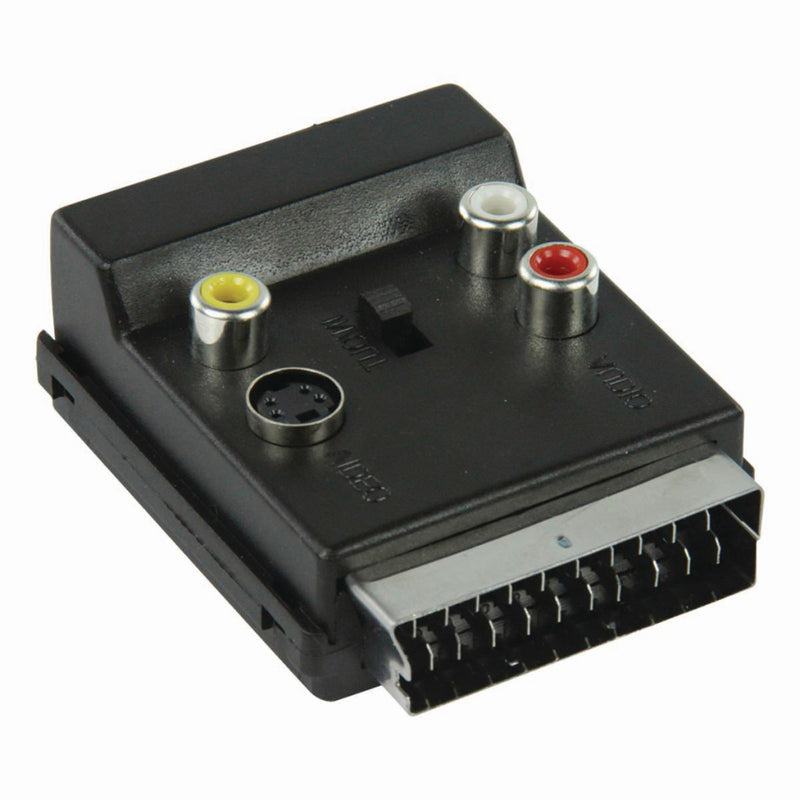 Nedis CVGP31903BK Schakelbare Scart-adapter Scart Male - Scart Female + S-video Female + 3x Rca Fem