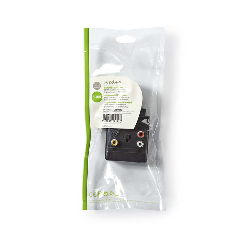 Nedis CVGP31903BK Schakelbare Scart-adapter Scart Male - Scart Female + S-video Female + 3x Rca Fem