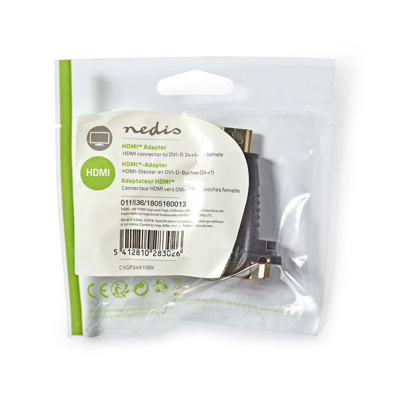 Nedis CVGP34910BK Hdmi?- Dvi-adapter Hdmi?-connector - Dvi-d 24+1-pins Female Zwart
