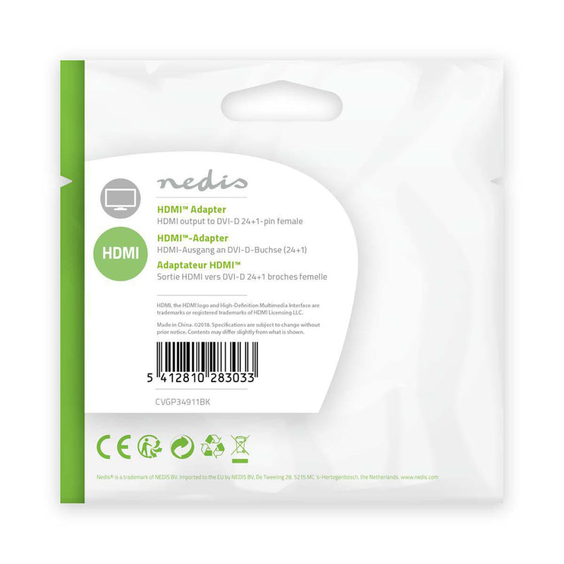 Nedis CVGP34911BK Hdmi?- Dvi-adapter Hdmi? Female - Dvi-d 24+1-pins Female Zwart