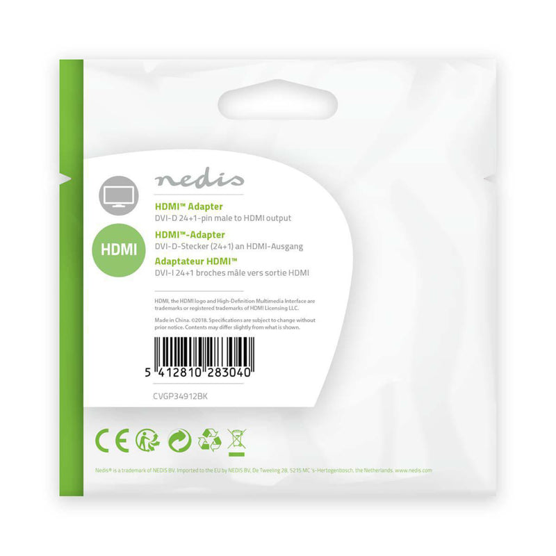 Nedis CVGP34912BK Hdmi?- Dvi-adapter Dvi-d 24+1-pins Male - Hdmi? Female Zwart