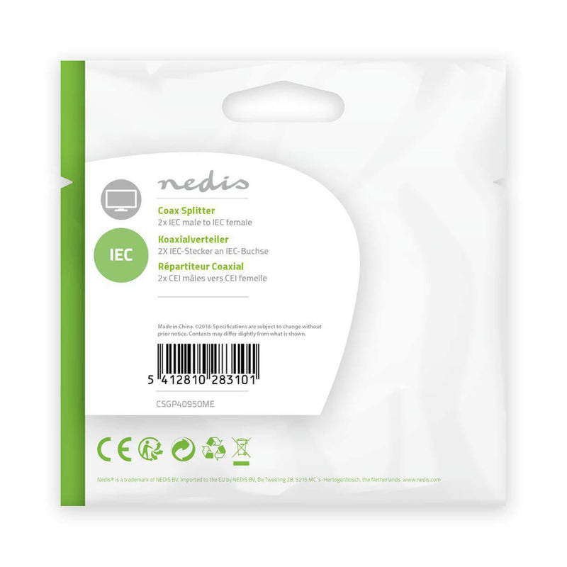 Nedis CSGP40950ME Coaxsplitter 2x Iec (coax) Male - Iec (coax) Female Metaal