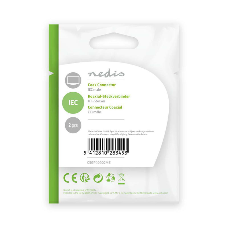 Nedis CSGP40902ME Iec (coax) -connector Male - 2 Stuks Metaal