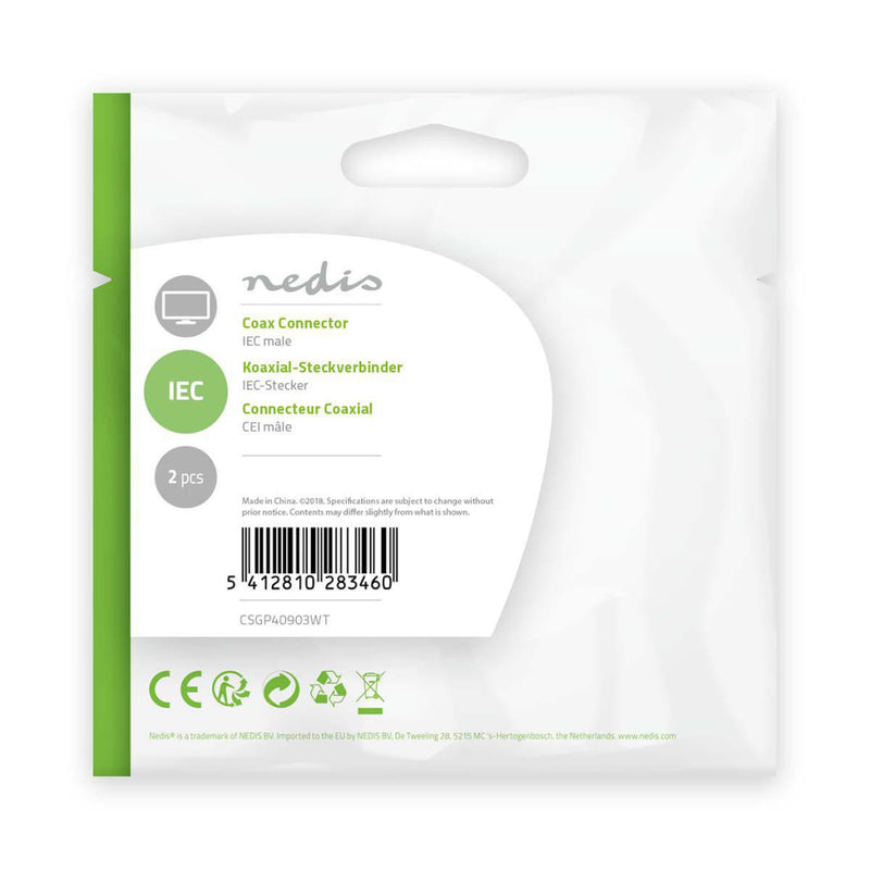 Nedis CSGP40903WT Iec (coax) -connector Male - 2 Stuks Wit