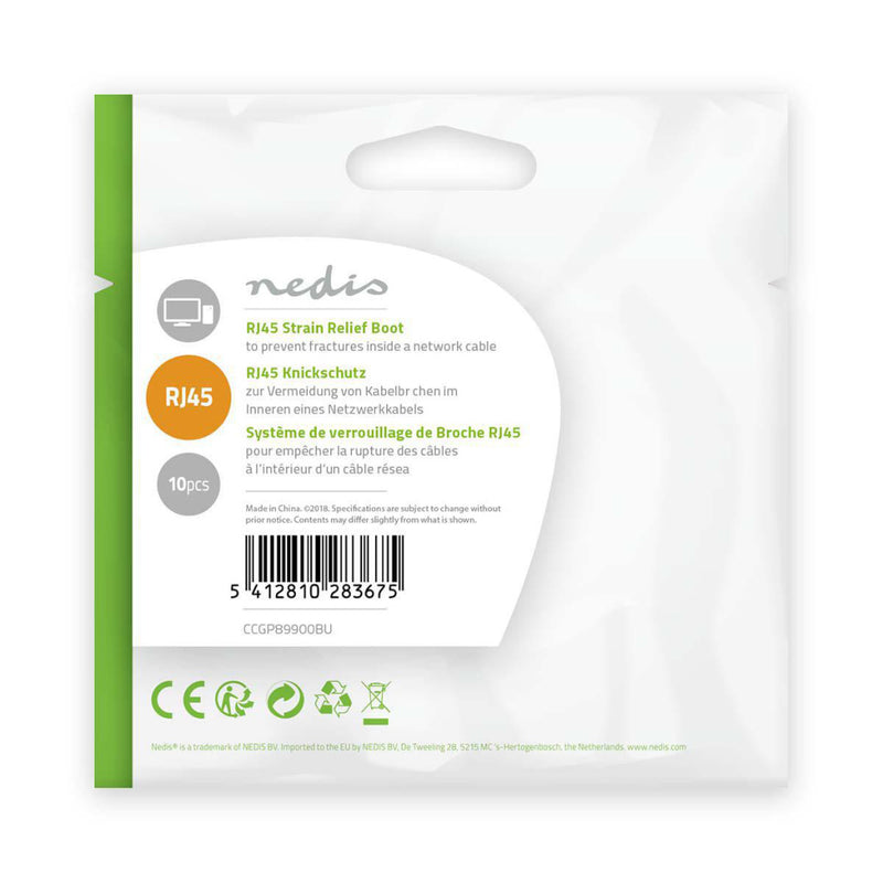 Nedis CCGP89900BU Trekontlasting Voor Rj45 Netwerkconnectors - 10 Stuks Blauw