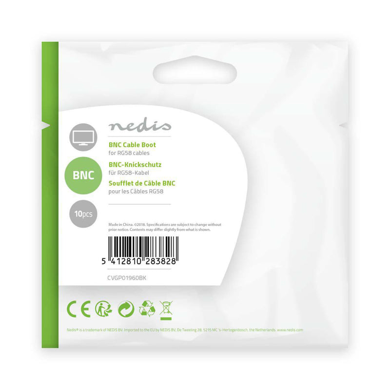 Nedis CVGP01960BK Bnc-kabelbeschermer Voor Rg58-kabels - 10 Stuks Zwart
