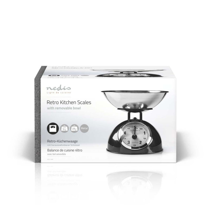 Nedis KASC110BK Retro Keukenweegschaal Analoog Metaal Zwart