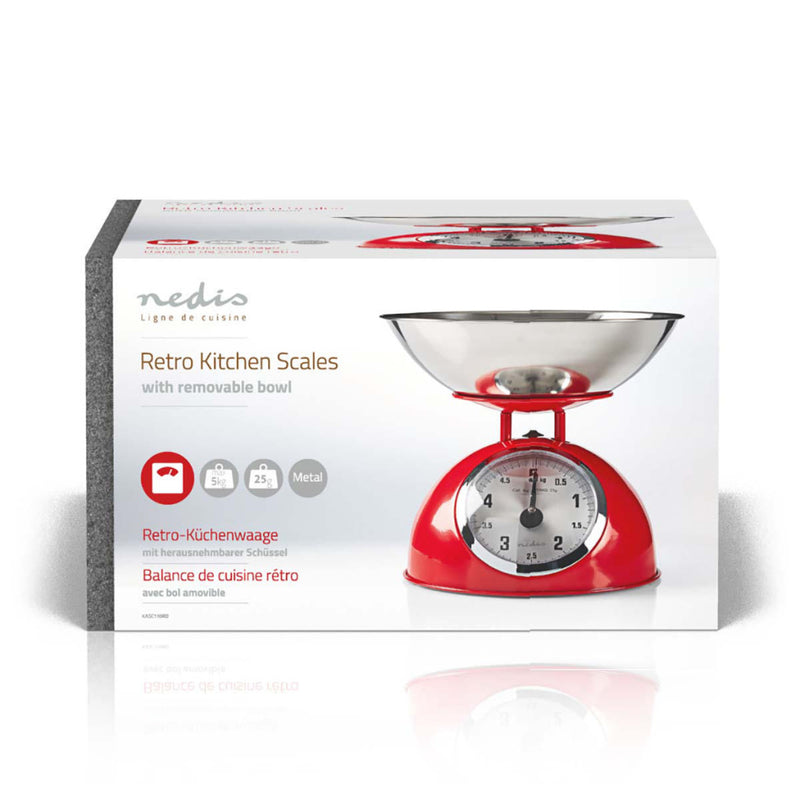Nedis KASC110RD Retro Keukenweegschaal Analoog Metaal Rood
