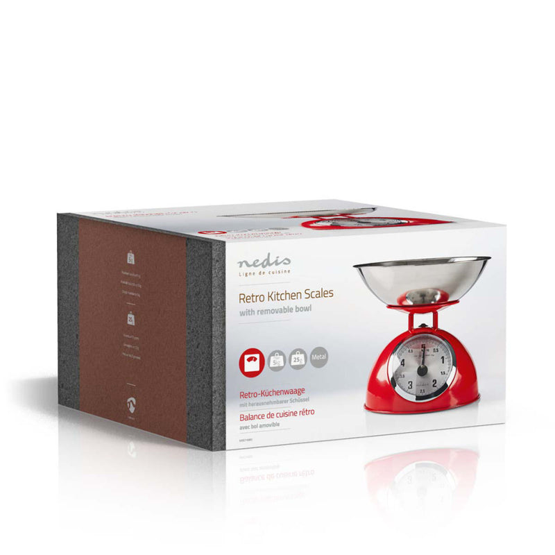 Nedis KASC110RD Retro Keukenweegschaal Analoog Metaal Rood