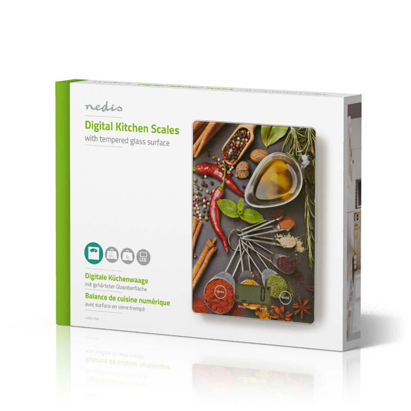 Nedis KASC113VA Digitale Keukenweegschaal Lcd Glas Design-opdruk