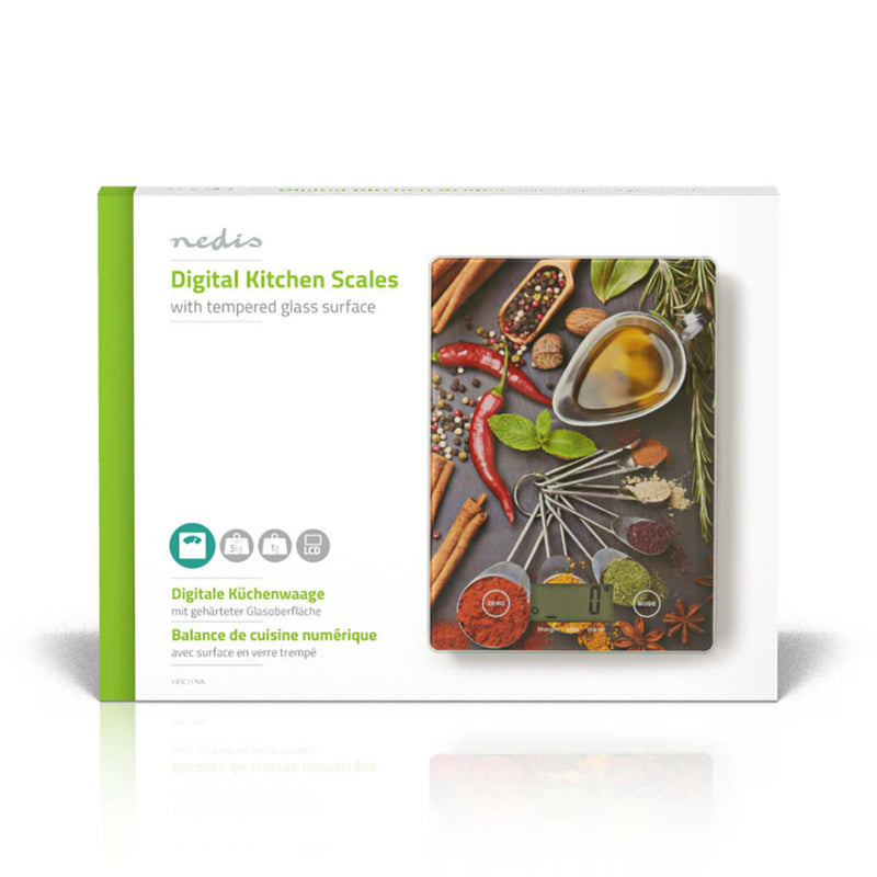 Nedis KASC113VA Digitale Keukenweegschaal Lcd Glas Design-opdruk
