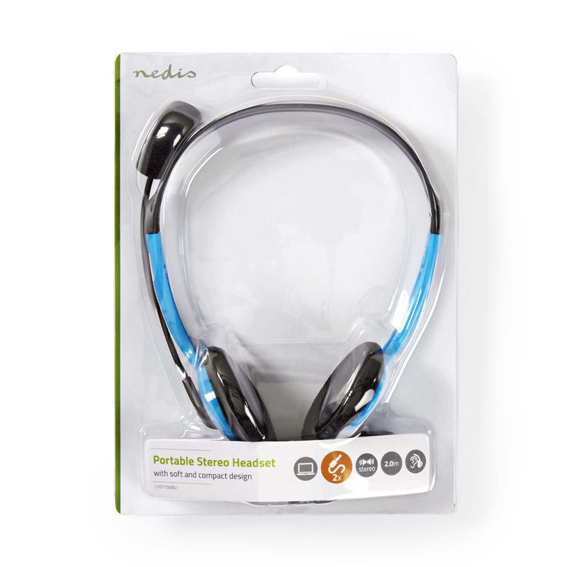 Nedis CHST100BU Pc-headset On-ear 2x 3,5 Mm Connectoren 2,0 M Blauw
