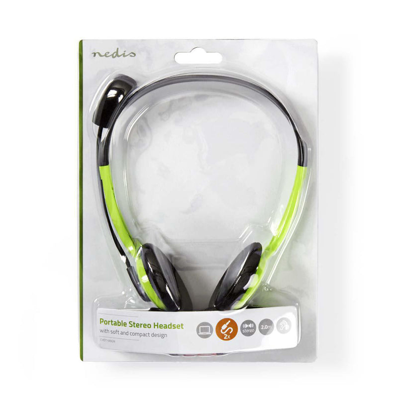 Nedis CHST100GN Pc-headset On-ear 2x 3,5 Mm Connectoren 2,0 M Groen