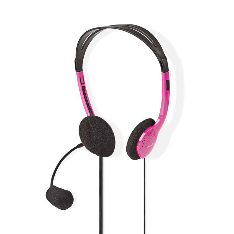 Nedis CHST100PK Pc-headset On-ear 2x 3,5 Mm Connectoren 2,0 M Roze